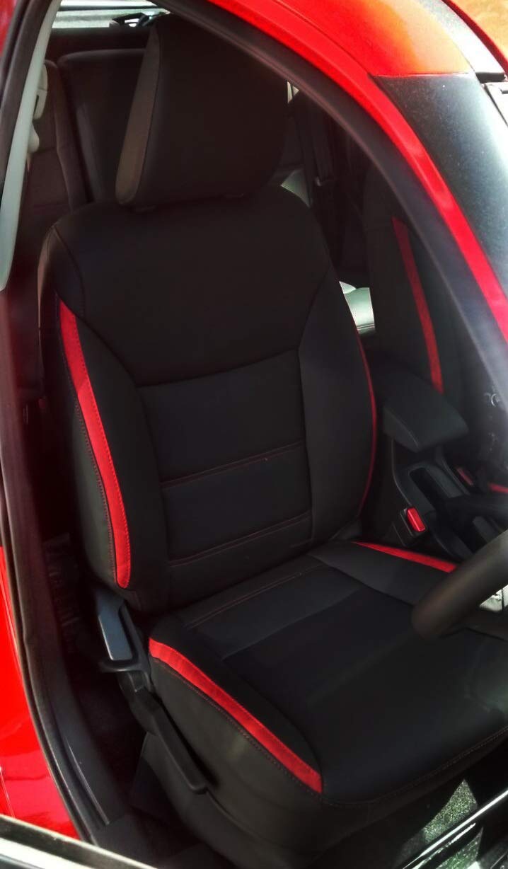 Hi Art Leatherette Custom Fit Front and Rear Car Seat Covers Compatible with Volkswagen Polo GT, [Black/Red]