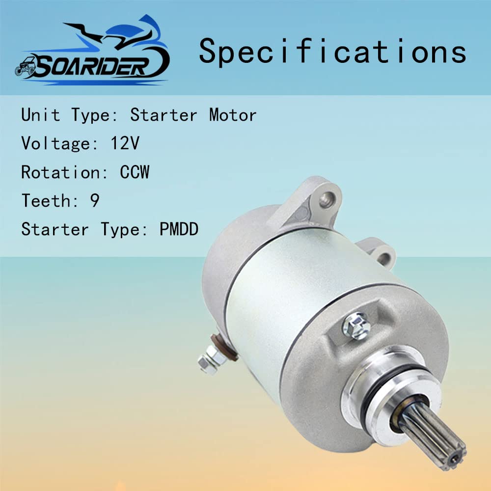Soarider Starter Motor & Solenoid Relay fit for Honda 350 Fourtrax Rancher TRX350FE TRX350FM TRX350TE TRX350TM 2000-2006, replac