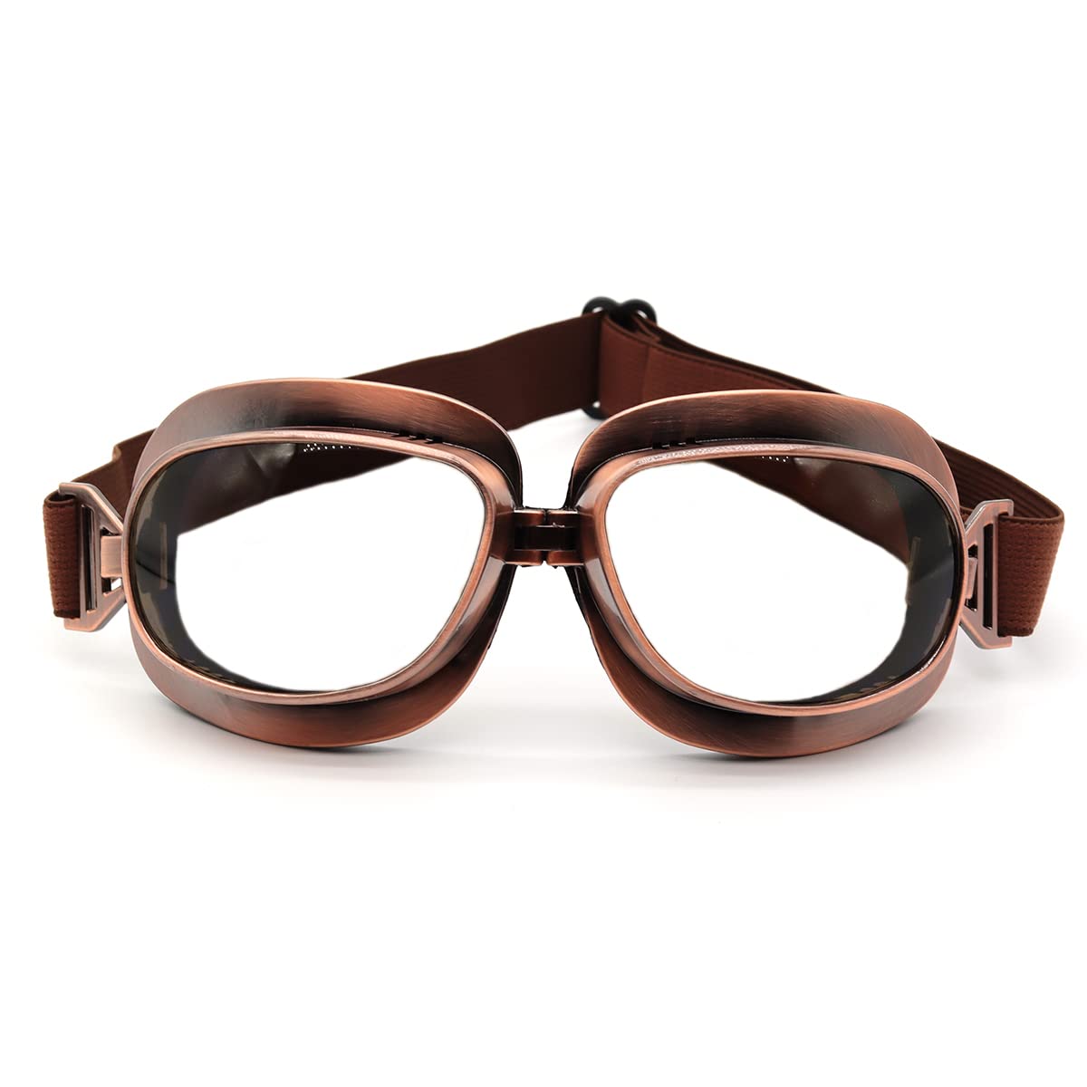 Kucehiup Vintage Aviator Goggles Motorcycle Goggles (Clear Lenses)