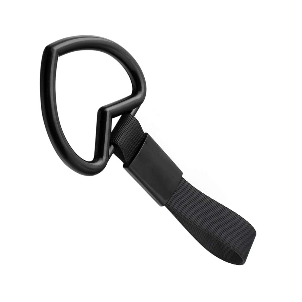 1 Pc Heart Jdm Tsurikawa Hang Ring Subway Train Bus Handle Hand Strap Drift For Car (Heart: Black)