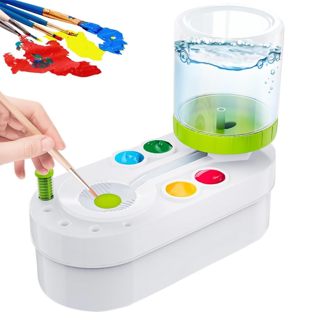 Kinjoru 2In1 Paint Brush Cleaner Machine With Auto Refill, Flushing Button & Water Tank  Efficient Cleaner For Oil, Acrylic &