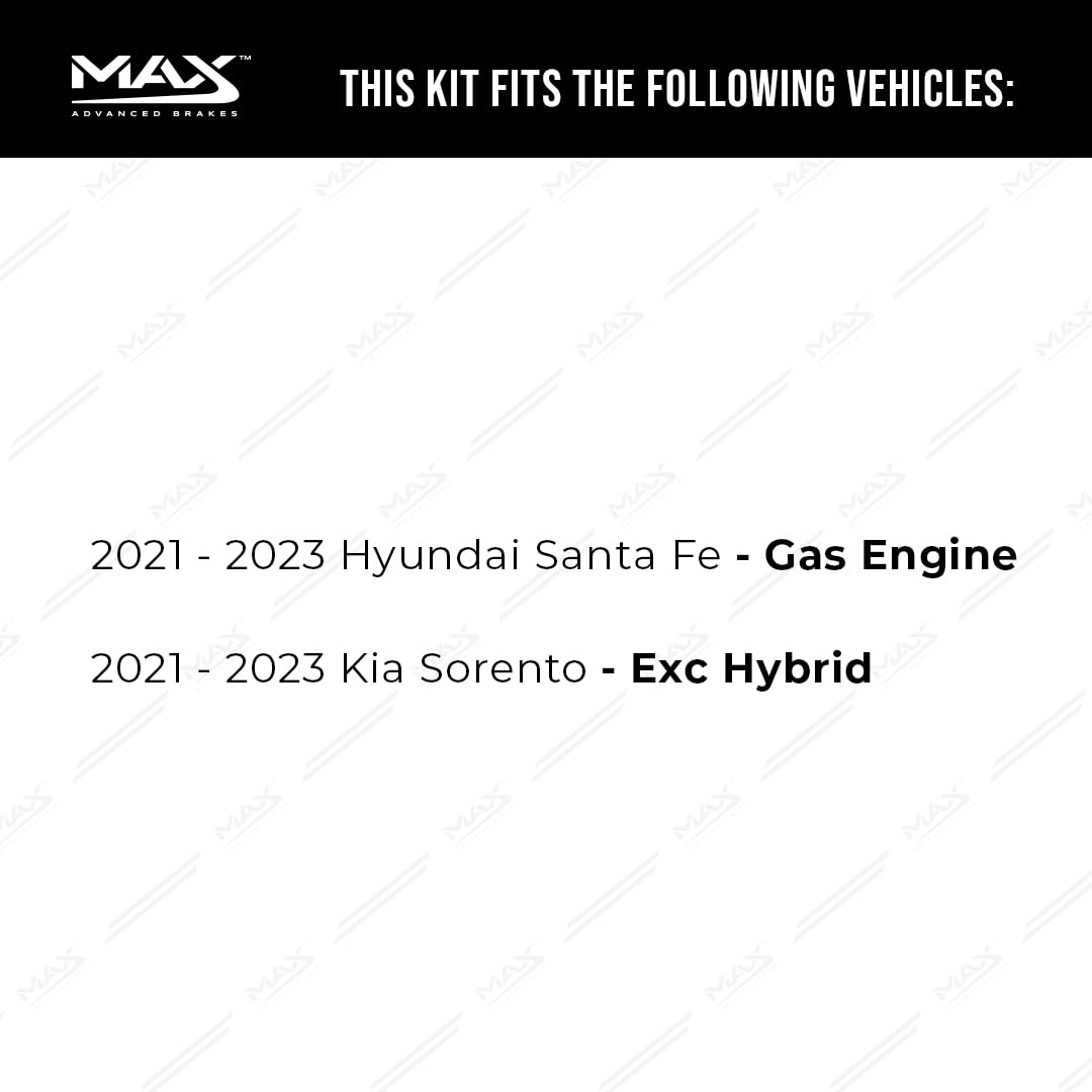 Max Advanced Brakes Rear Brake Kit Compatible With 2021-2023 Kia Sorento Compatible With Hyundai Santa Fe Gas Engine Replacement