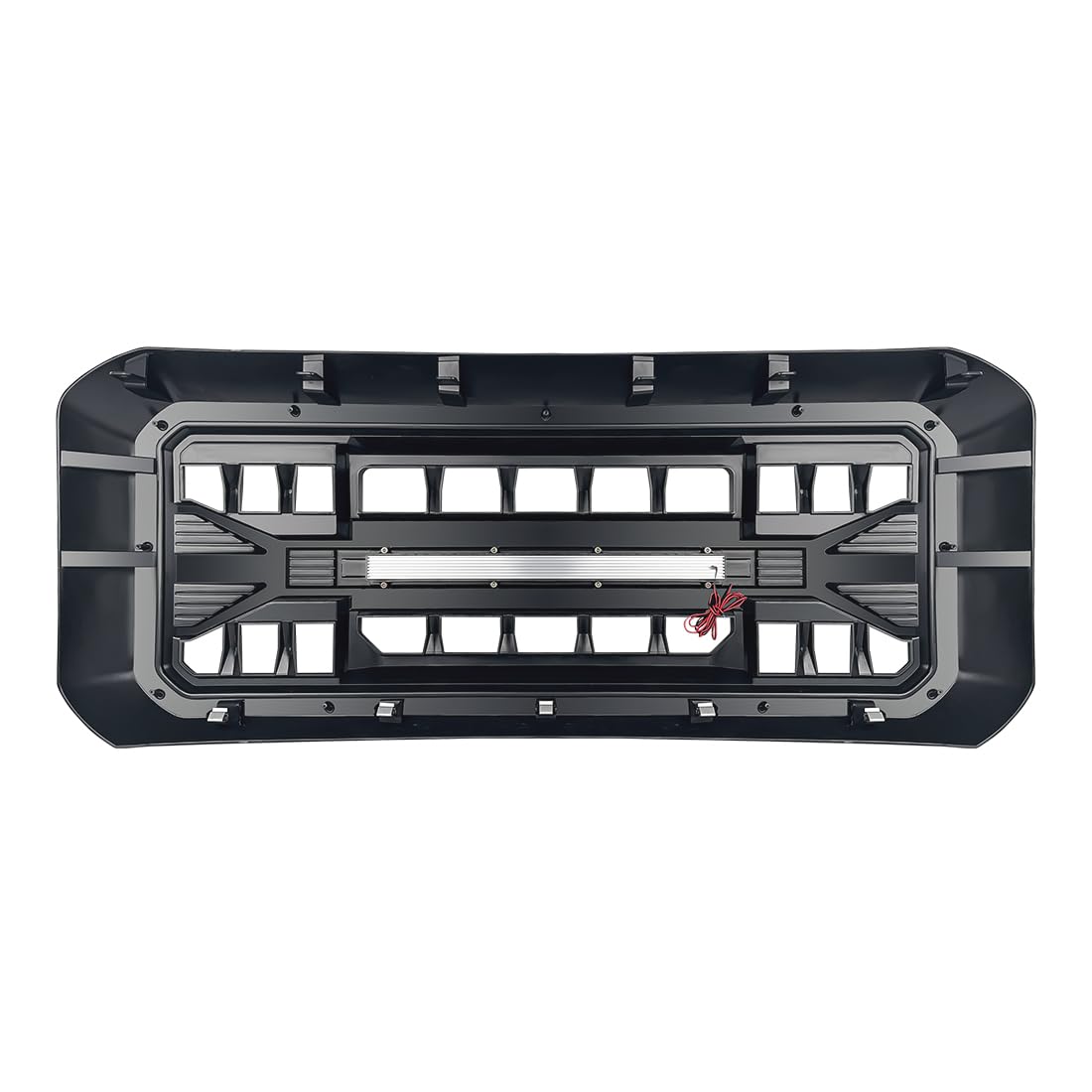 MEGAIE Front Grille Compatible with 2011-2016 F250 F350 F450 F550 Super Duty, Matte Black Bumper Grill Guard w/Off-Road Lights