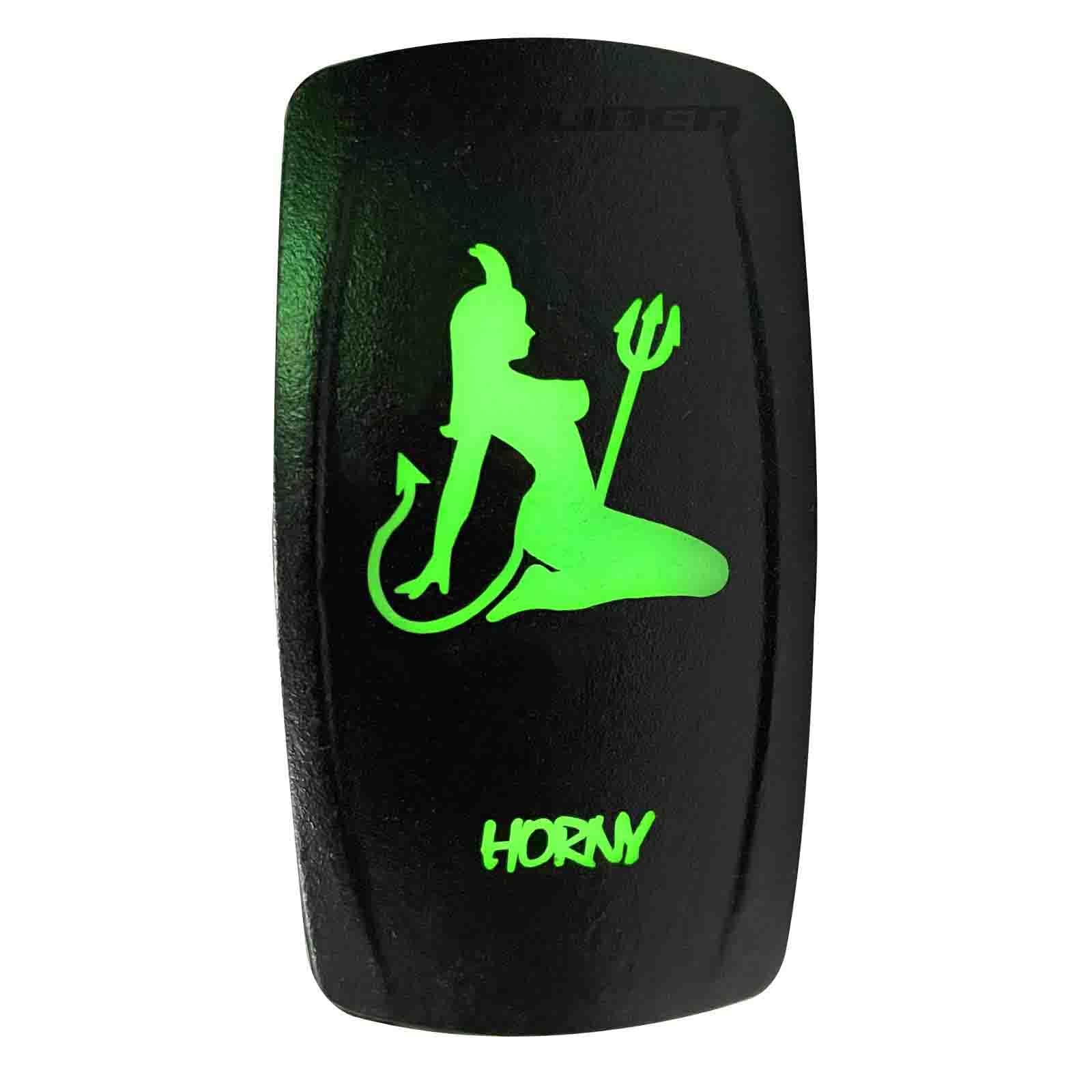 50 Caliber Racing Rocker Switch Momentary/Off Led Backlit -Horny- Utv, Auto, Boat 20A 12V (5359A44 Green)