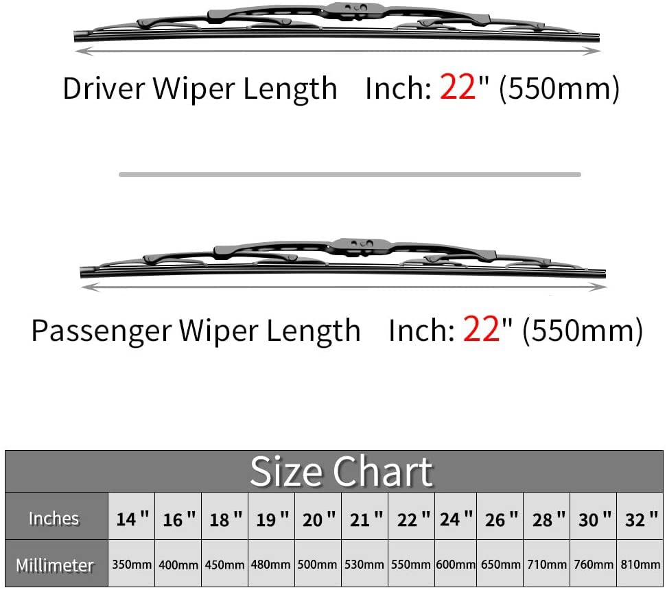 Otuayauto 22'+22' Front Windshield Wiper Blades - Replacement For Ford F150 F250 F350 2009-2018 Window Wipers - J Hook Premium All Weather - Original Factory Quality (Pack Of 2)