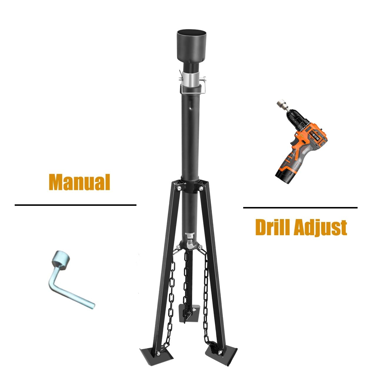 Schumaho King Pin Tripod Stabilizer Jack For 5Th Wheel Trailer Rv, (Allow Drill Adjust), 5000Lb Load Capacity & Adjustable Heigh