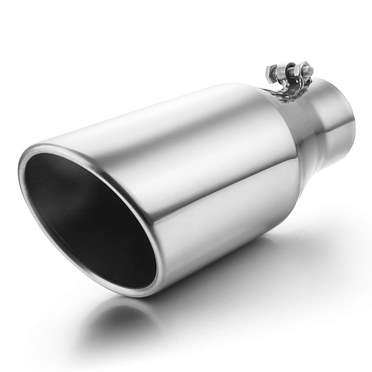 Exhaust Tip 3' Inlet To 5' Outlet, A-Karck 12' Overall Length Polishing Bolt On Exhaust Tailpipe Tip Protect Tailpipe