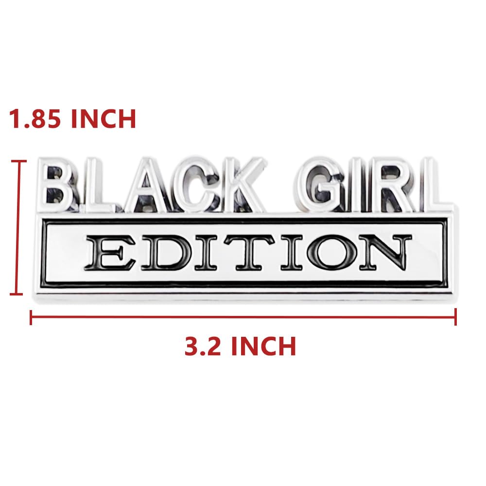 CARRUN 2 Pcs Black Girl Edition Emblem Car Side Rear Front Hood Trunk Door Badge 3D Decal Sticker Fit for Car Truck SUV (Black G