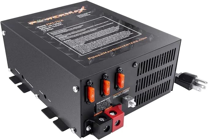 Powermax Rv Converter | 75 Amp | 12V Power Converter With Built-In 4 Stage Smart Battery Charger | 110Vac To 12Vdc | Lithium Com