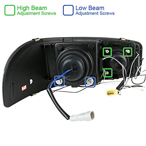 Spec-D Tuning Glossy Black Housing Light Smoke Lens Led Halo Projector Headlights + Bumper Lights Compatible With 2001-2006 Gmc Yukon Denali Models Left + Right Pair Headlamps Assembly