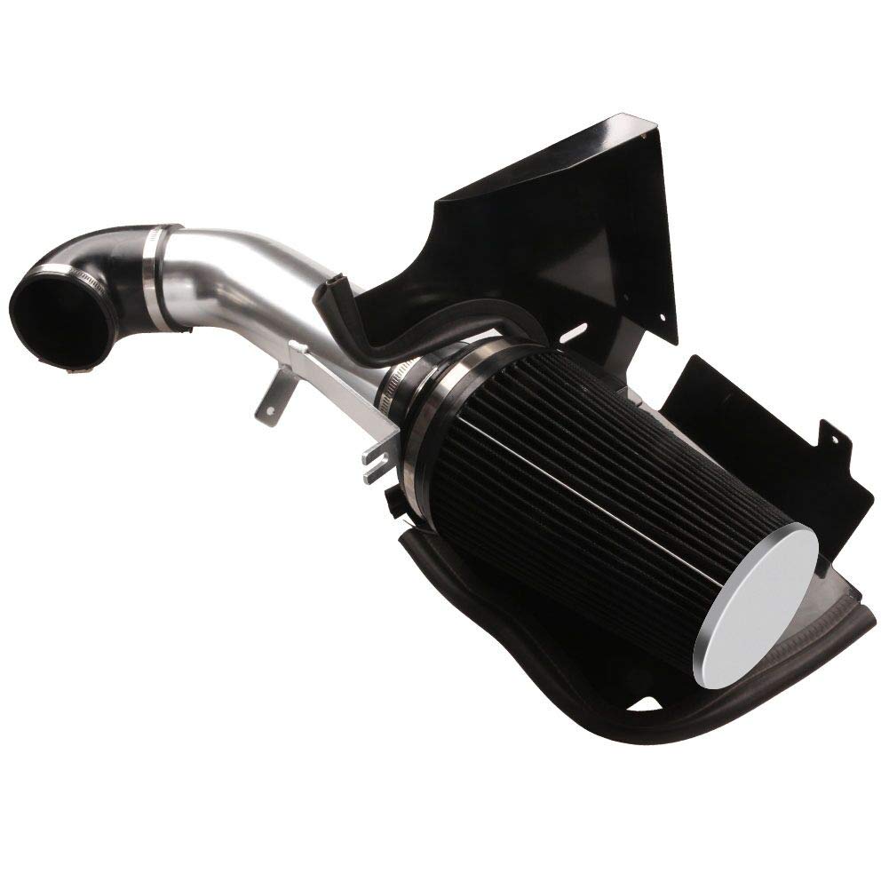 Moosun 4'' Cold Air Intake System + Heat Shield For 99-06 Gmc/Chevy V8 4.8L/5.3L/6.0L / Silverado 1500/2500/3500 (Black)