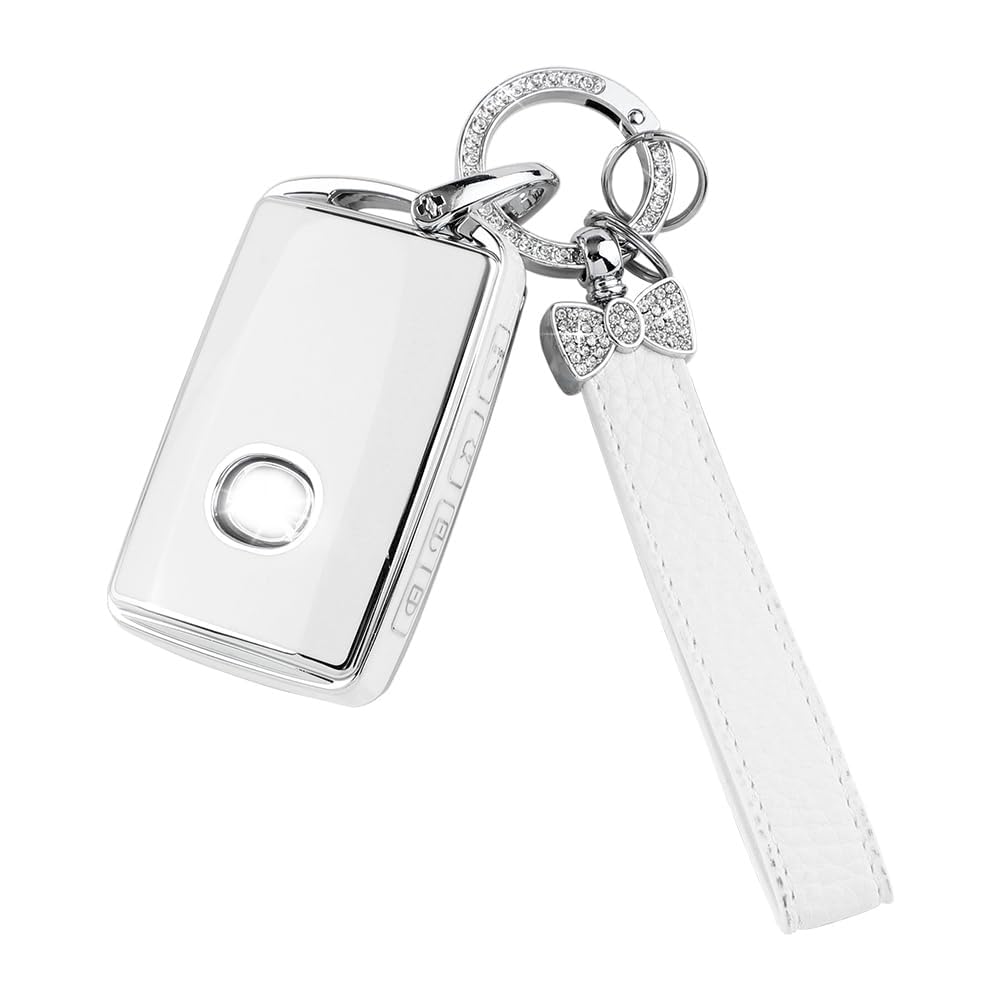 1797 Key Fob Cover For Mazda 3 6 Cx5 Cx9 Cx30 Mx5 Accessories Bling Car Remote Key Chain Case Shell Protector Girly Cute 4 Button White Silver Tpu