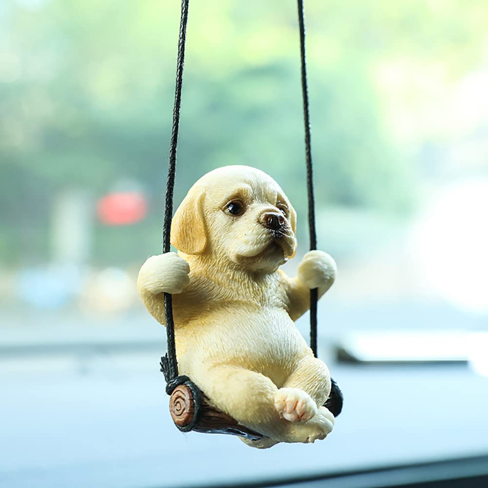 Amioro Cute Swinging Dog Car Mirror Hanging Accessories Fun Interior Rearview Mirrors Decoration (Dog)