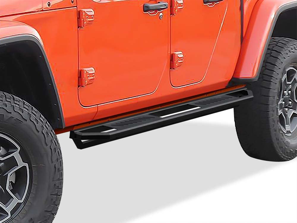 Aps Off-Road 6.5In Side Armor Aluminum Running Boards Compatible With Jeep Gladiator 2020-2024 Crew Cab Aircraft Aluminum Off-Road Black Side Steps Armor