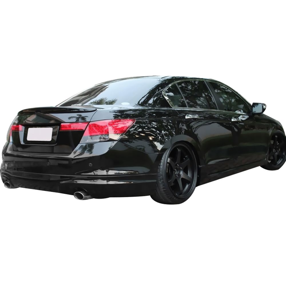 Trunk Spoiler Compatible With 2008-2012 Honda Accord 4 Door, Factory Style Unpainted Black ABS Rear Tail Lip Deck Boot Wing by I