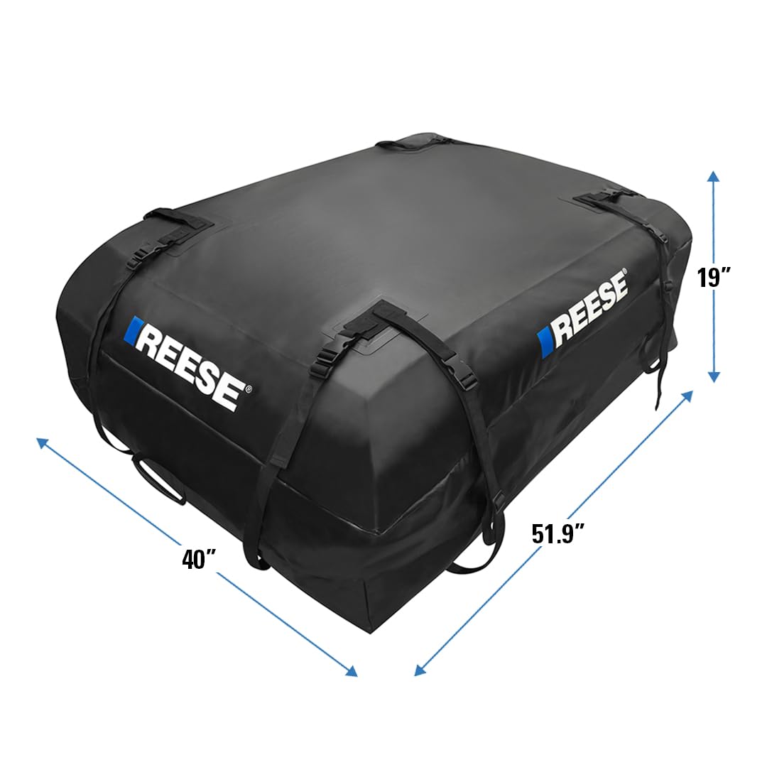 REESE 59007Waterproof Rooftop Cargo Carrier Bag for Cars, SUVs or Trucks with/Without Roof Racks, 22 Cubic Feet, Heavy Duty 840D