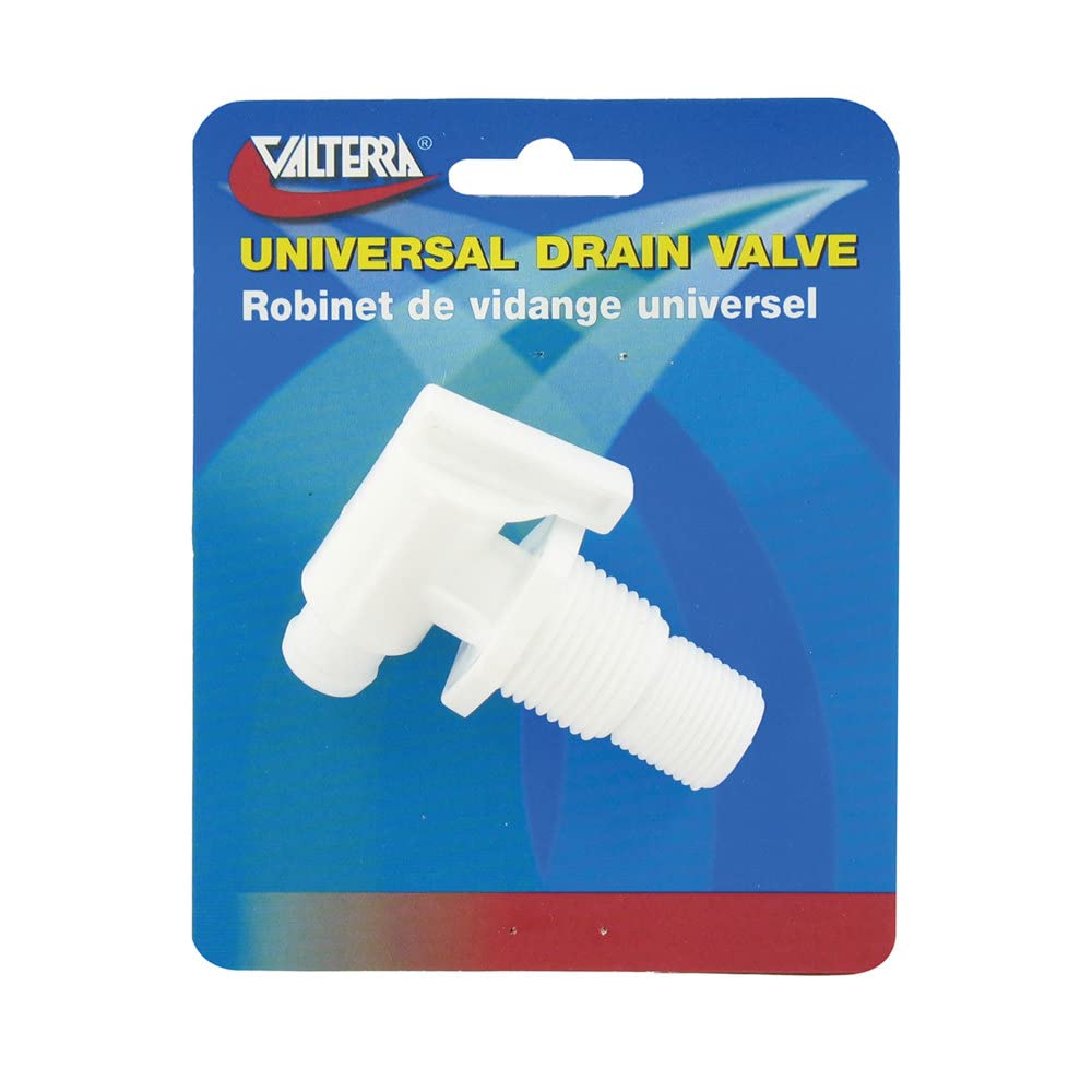 Valterra A01-2026VP Universal Drain Valve - Threaded, White (Carded)