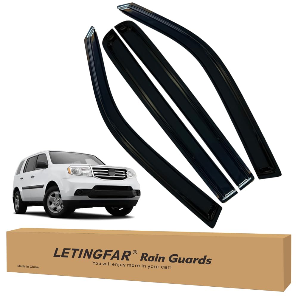 LETINGFAR Window Visors Rain Guards for Honda Pilot 2009 2010 2011 2012 2013 2014 2015 Accessories, Wind Deflectors Vent Shades 