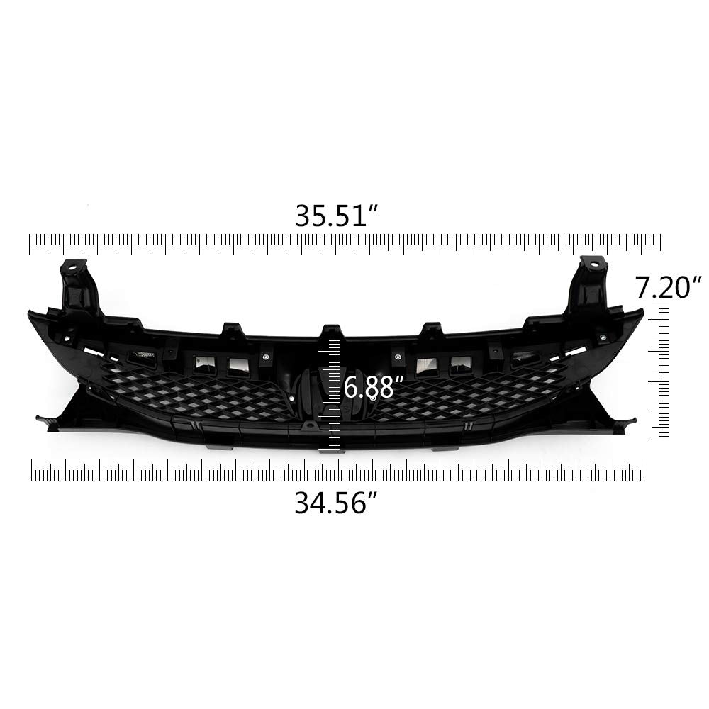 Grand Orange Chrome Trim Bumper Upper Grill Grille Compatible With Honda Civic Sedan 2009 2010 2011 Upper Bumper Grille 71121-Sna-A50, 71121Snaa50, 71122-Sna-A50