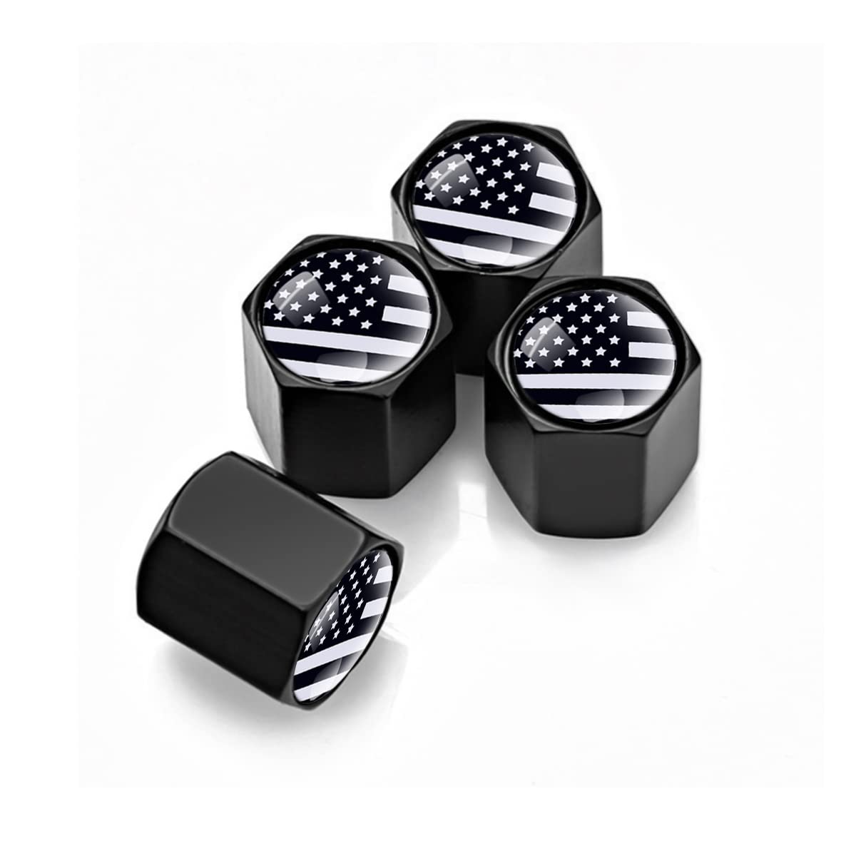 Tire Valve Stem Cap For Car, 4 Pack American Flag Pattern Anti-Rust Airtight Universal Valve Stem Covers For Cars, Vehicles, Bic