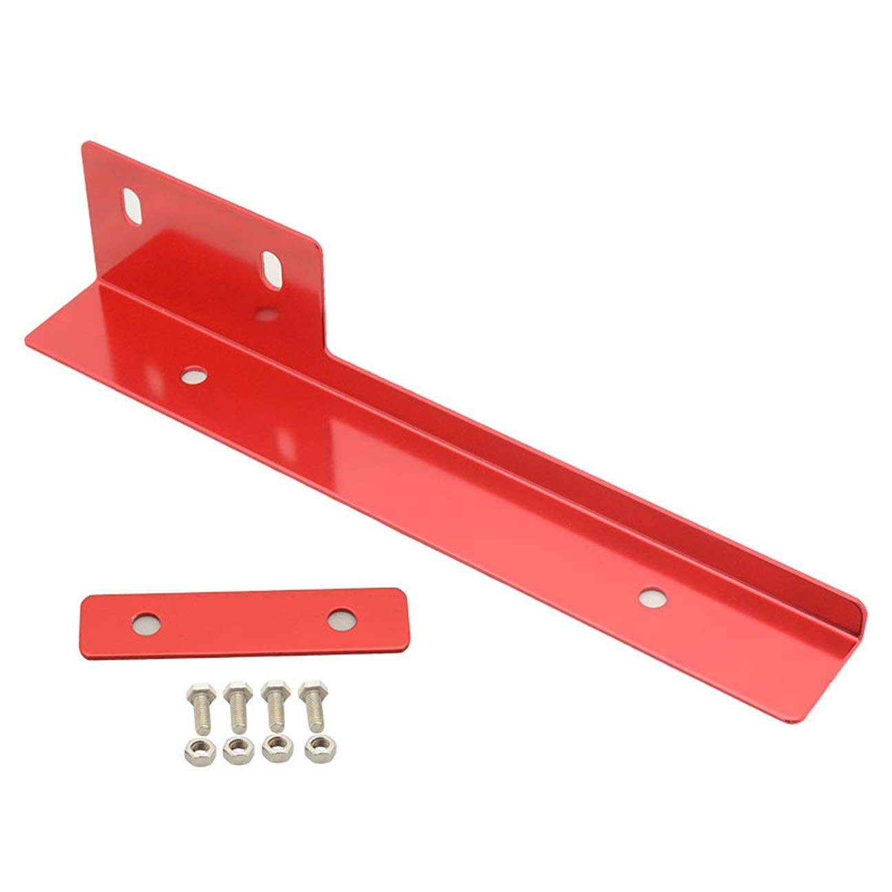 Icbeamer Red Universal Front Aluminum Bumper License Plate Mount Relocator Frame Bracket Holder Bar [Drilling Require]