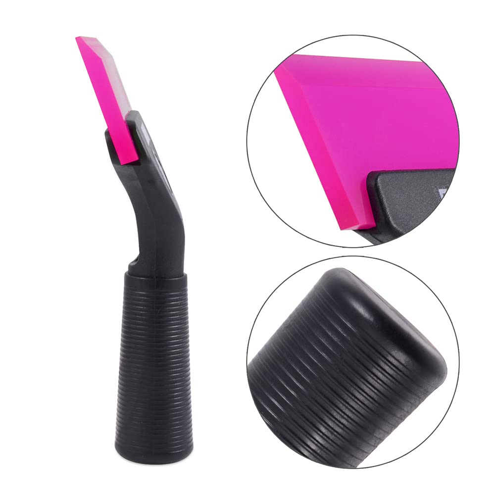FOSHIO Small Squeegee with 5 Inch Pink Rubber Blade Mini Wiper Window Tinting Tools for Mirror Glass Window Cleaner with Non-Sli