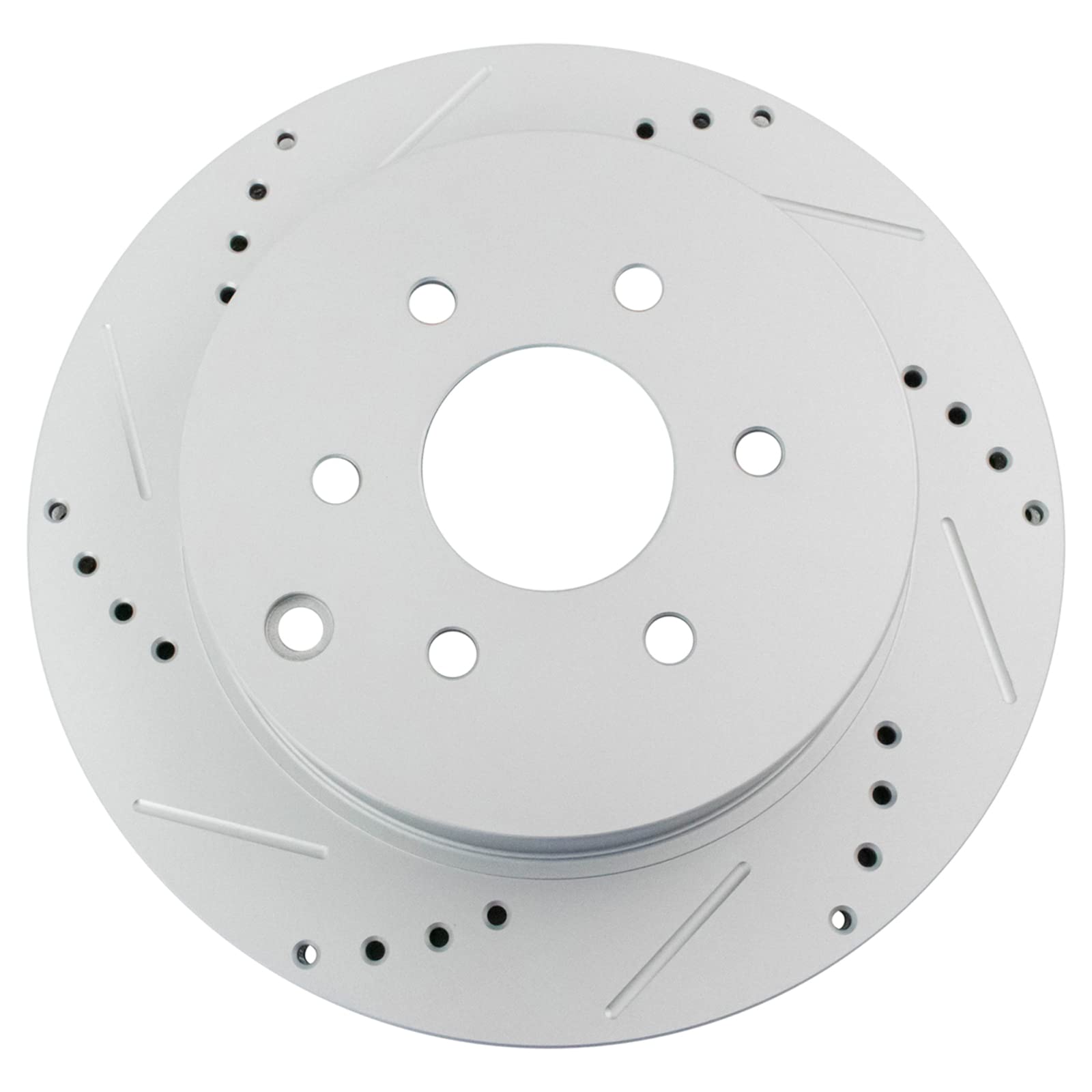 Trq Rear Brake Rotors Set Performance Premium G-Coated Slotted X Drilled Driver & Passenger Side Compatible With 2005-2012 Nissa