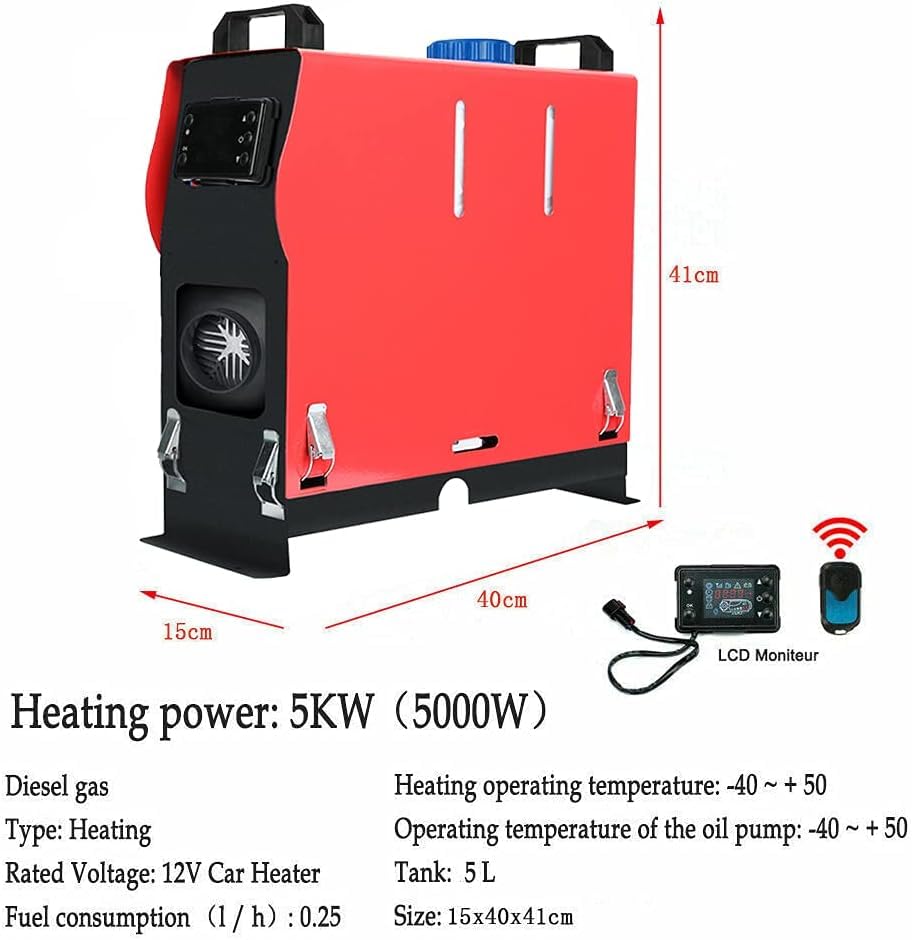 Triclicks Diesel Air Heater All In One 12V 5Kw-8Kw Parking Heater Diesel Night Heater With Lcd Display Remote Control 5L Tank Fo