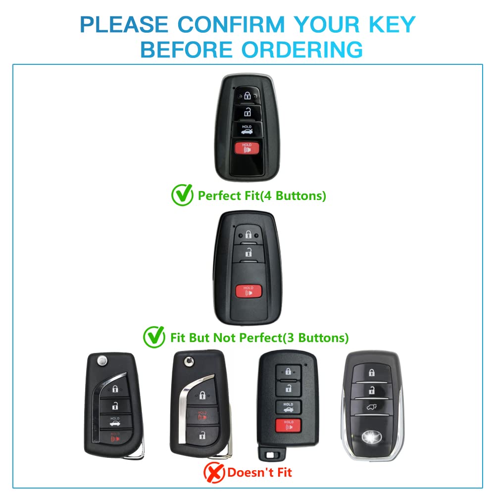 1797 For Toyota Key Fob Cover Camry Rav4 Corolla Highlander C-Hr Avalon Prius Accessories Car Remote Start Key Case Shell Holder 4 Button White Silver Tpu
