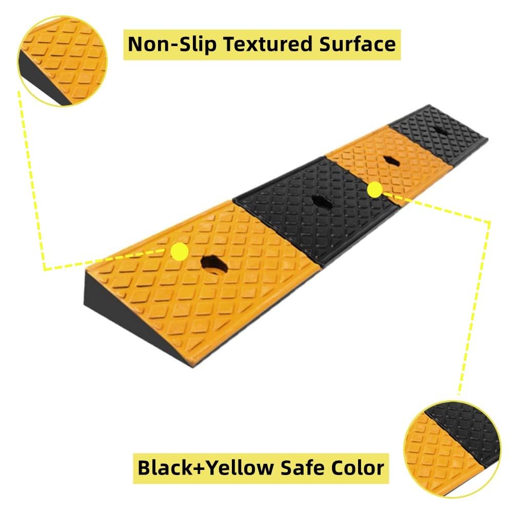 Nisorpa 2'' Rise Rubber Curb Ramp Heavy Duty Vehicle Loading Ramps, Load Capacity 10 Ton, 39.3 X 5.9 X 2 In Driveway Threshold R