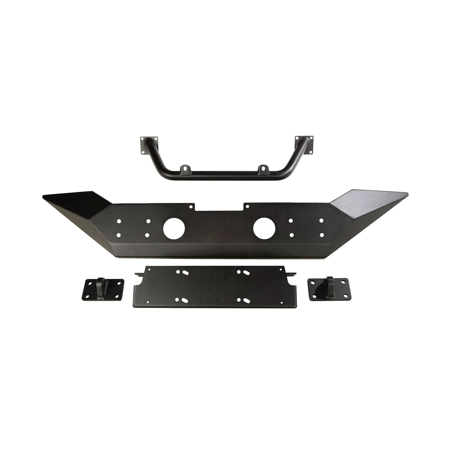 Rugged Ridge Spartan Bumper, Front | Full-Width W/High-Clearance Ends & Overrider, Steel, Textured Black | 11548.01 | Fits 2007-
