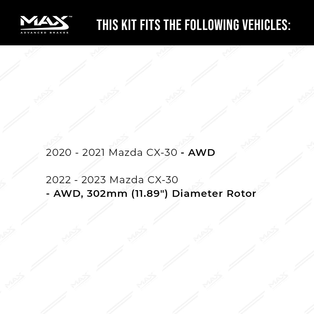 Max Advanced Brakes Rear Brake Kit Compatible With 2020 2021 Mazda Cx-30 Awd 2022 2023 Cx-30 Awd 11.89 '' Diameter Rotor Replace