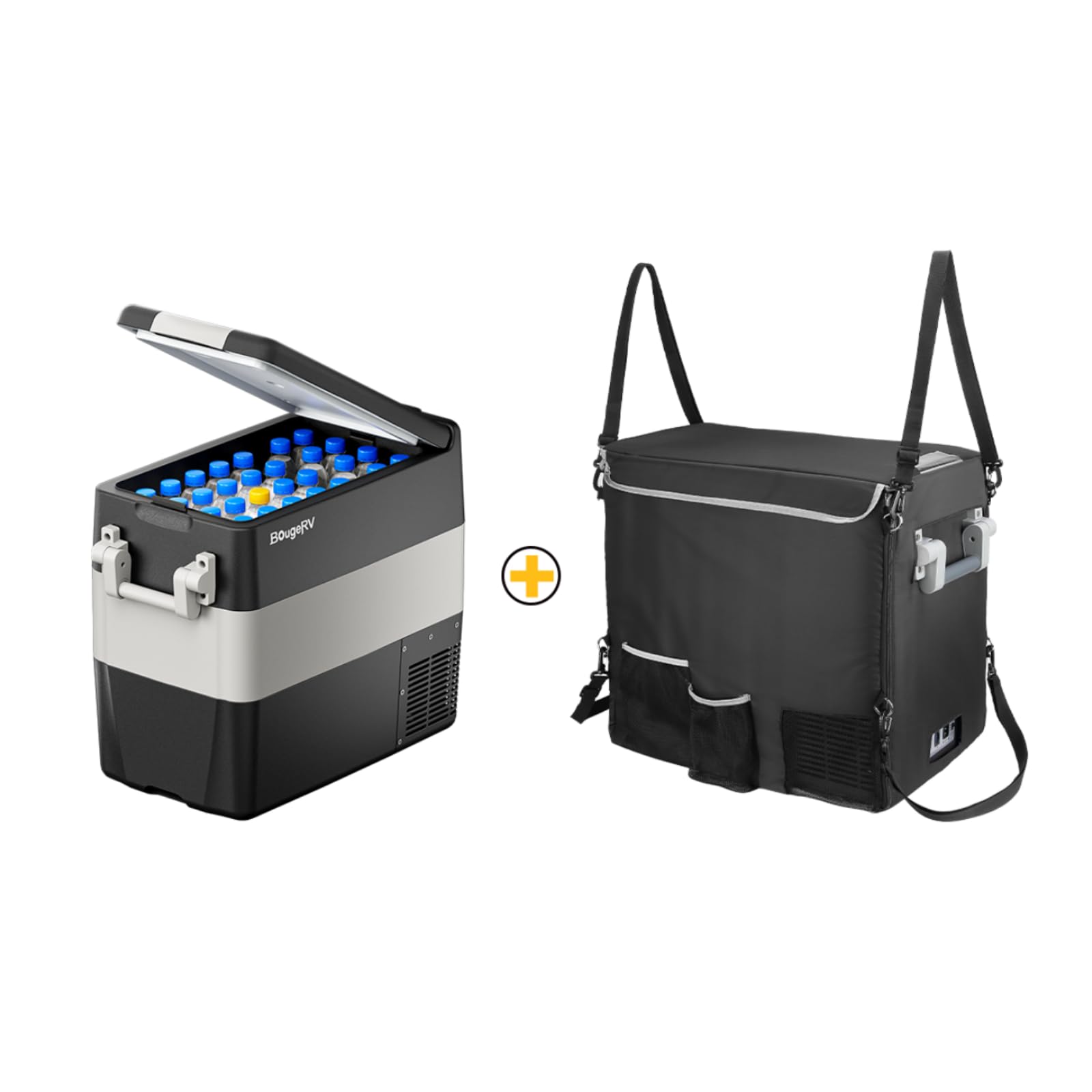 Bougerv 12V Portable Refrigerator 53 Quart Car Freezer Fridge Electric Cooler12V/24V Dc 110~240Volt Ac For Camping (Included: 53