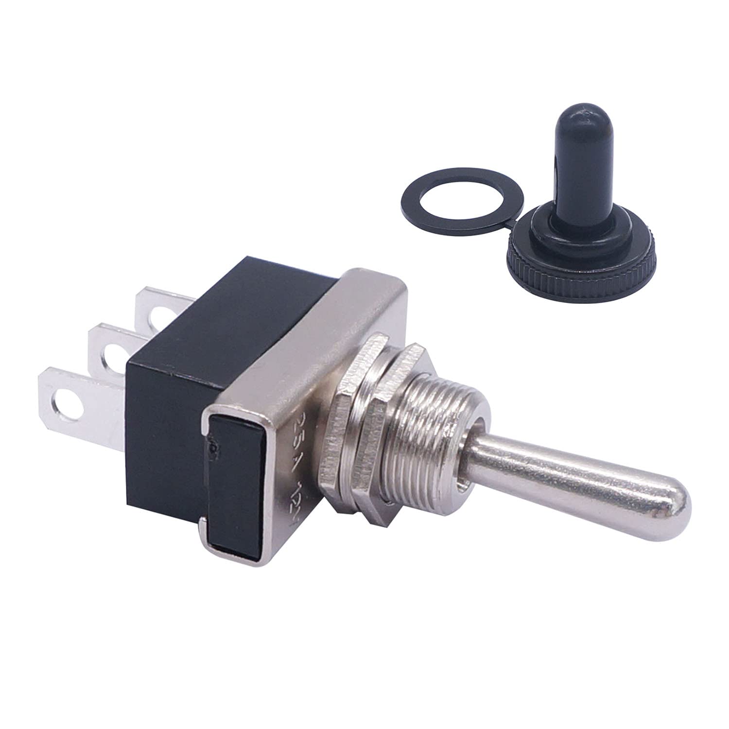Weideer 2Pcs Momentary Toggle Switch 12V 25A Spdt (On)/Off/(On) 3 Pin 3 Position Waterproof Toggle Switch With Waterproof Cover For Auto Car Kn3D-123