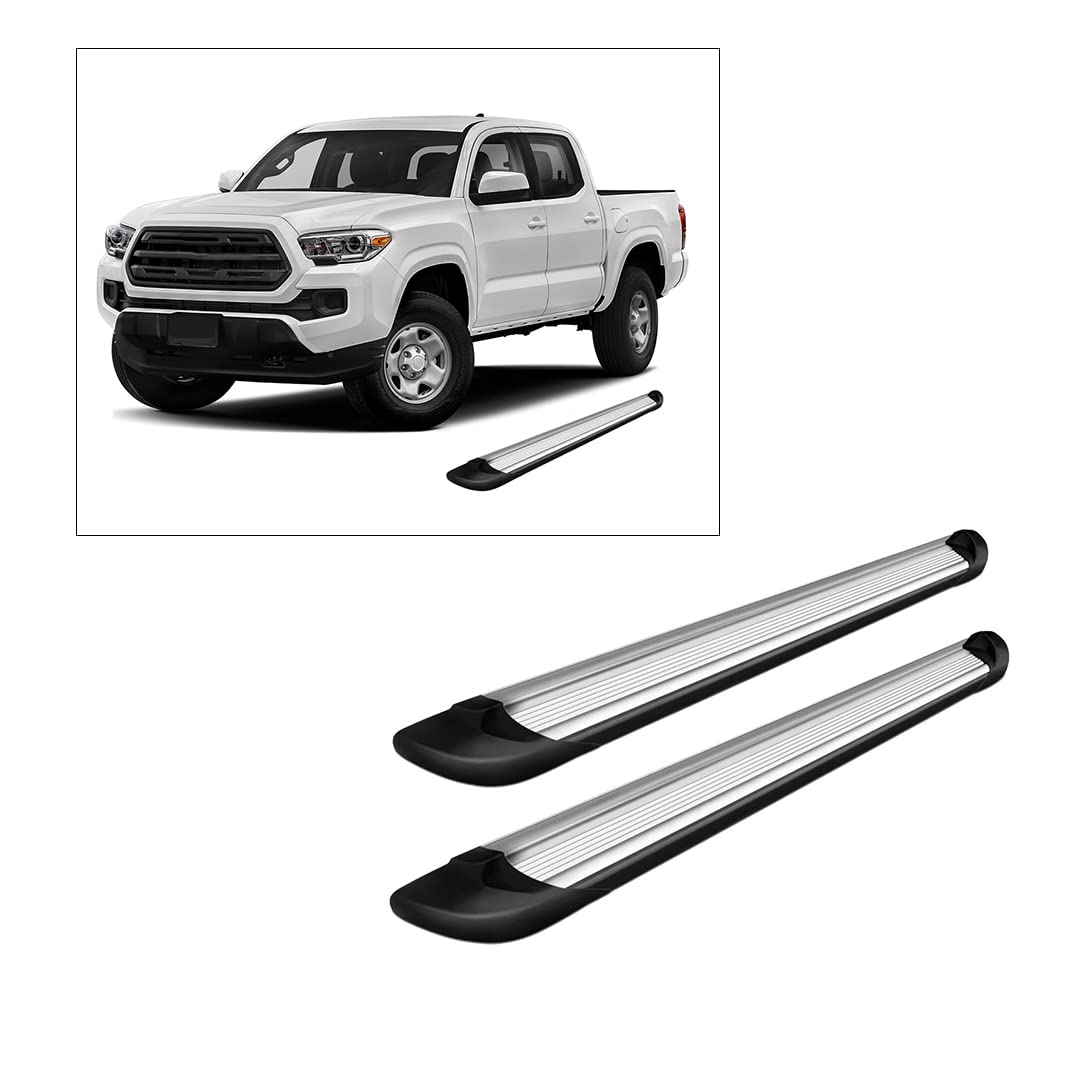 Black Horse Off Road Black Horse Silver Aluminum Transporter Running Boards Compatible With 2005-2022 Toyota Tacoma