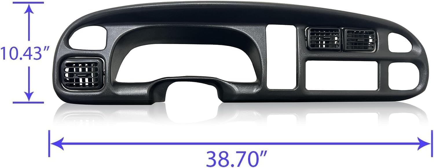 Ecotric Dash Board Bezel Cover Compatible With 1998-2002 Dodge Ram 1500 2500 3500 Instrument Panel Cover W/Vents Replacement For