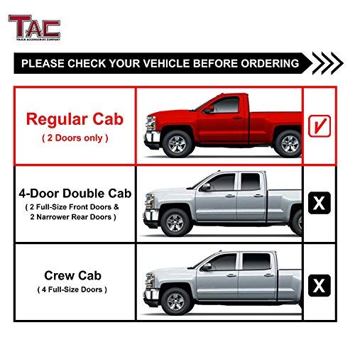 Tac Side Steps Running Boards Fit 1999-2018 Chevy Silverado/Gmc Sierra 1500 Regular Cab|1999-2019 Silverado/Sierra 2500/3500 Regular Cab (Exclude C/K Classic) 3' Step Rails Side Bars Nerf Bars