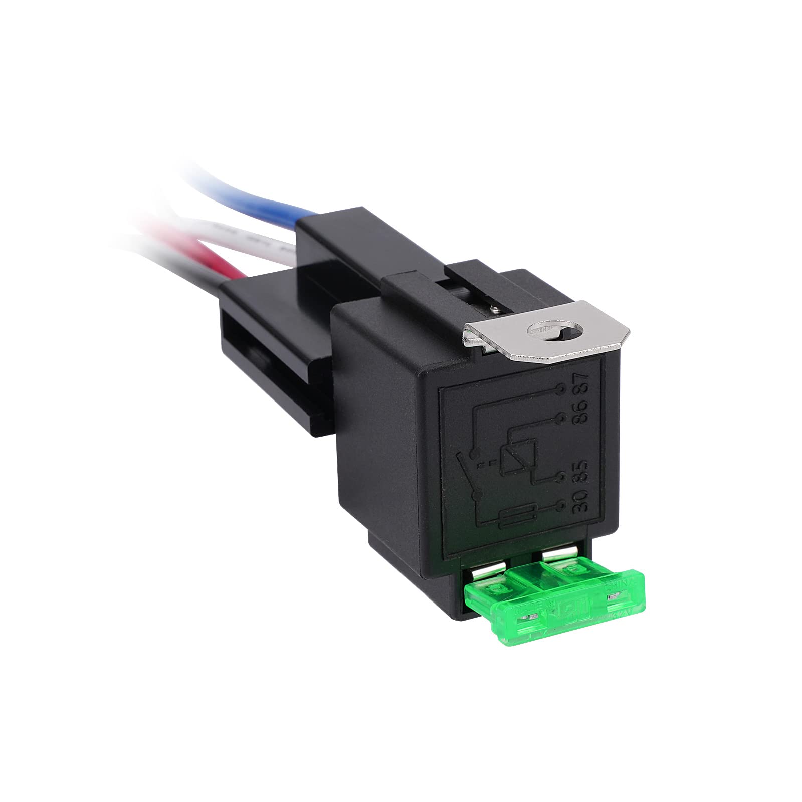 Apiele 4 Pin Relay 12V 40A Relay With 30A Fuse Dc Spst Fused Relay Normally Open 1No With 14 Awg Harness Socket For Car Truck Motor