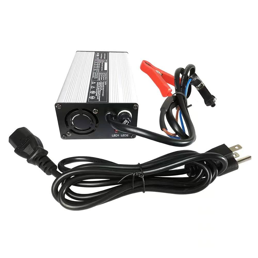 48V / 58.4V 8A Lifepo4 Lithium Battery Smart Charger 110V 120V 500W for 16S 48V Lifepo4 Battery with Cooling Fan and Alligator C