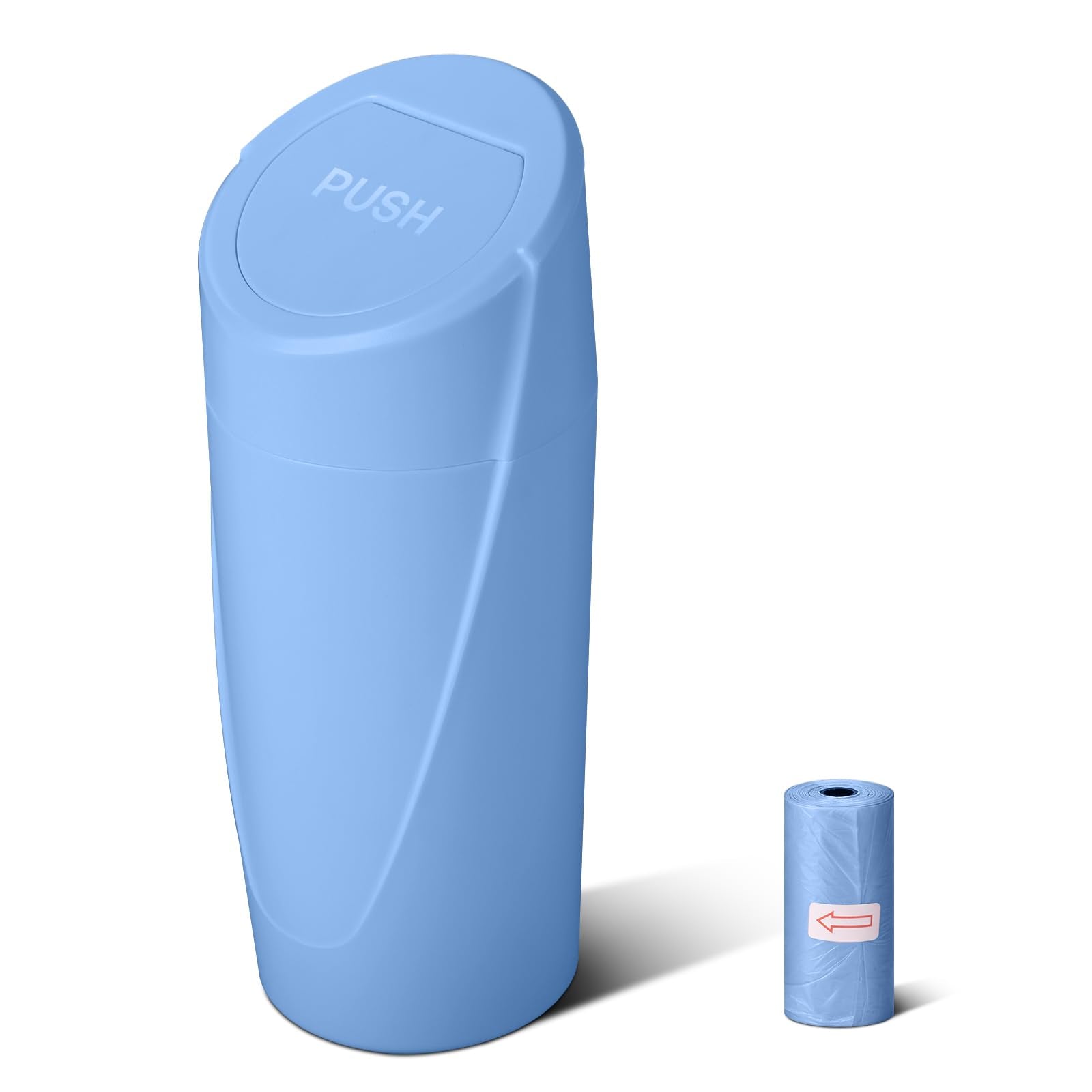 Sglrt Car Trash Can Bin With Lid - Car Garbage Can Cup Holder - Blue Mini Leakproof Vehicle Trash Garbage Can Bin With 20Pcs Tra