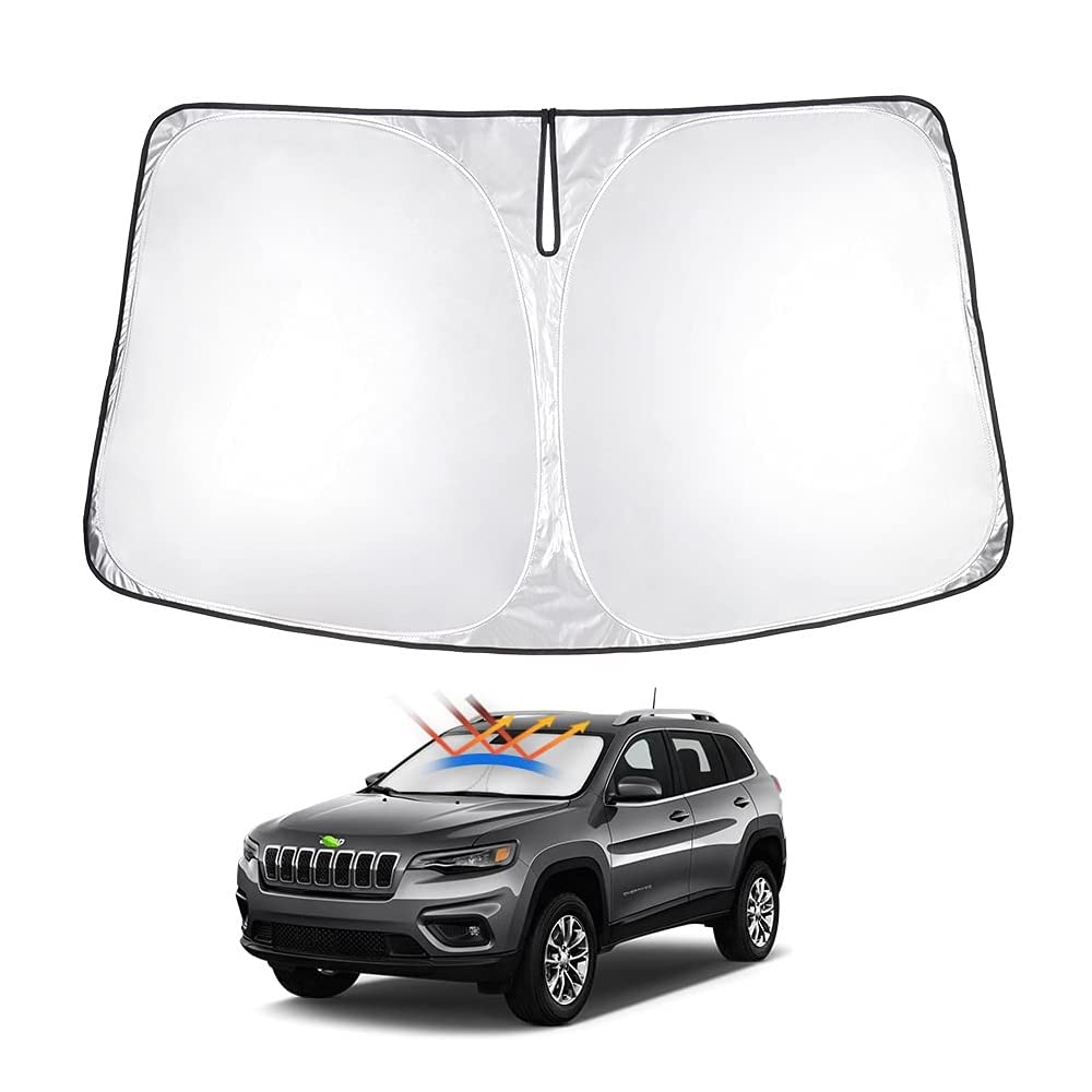 T Tgbros Windshield Sun Shade For Jeep Cherokee 2014-2023 Accessories Foldable Sun Shield Front Window Sunshade Cover Sun Visor