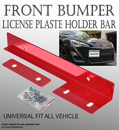 Icbeamer Red Universal Front Aluminum Bumper License Plate Mount Relocator Frame Bracket Holder Bar [Drilling Require]