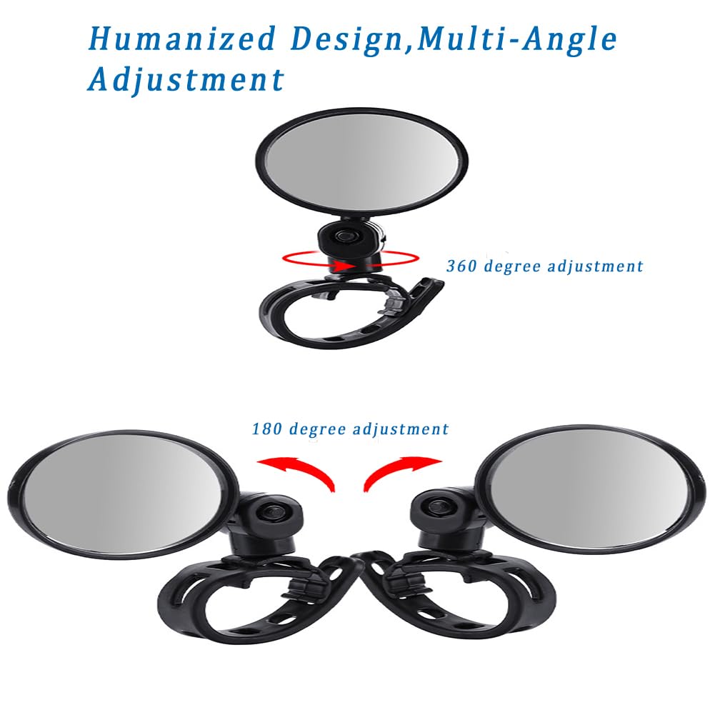 Qymoto Go Kart Mirrors Side Rear View Mirror For Coleman Kt196, Trail Master,Universal Fit 1/2''-1.37'' Diameter Handle Bar, 2Pcs Left And Right Adjustable 360 Degree Rotatable Convex Mirrors