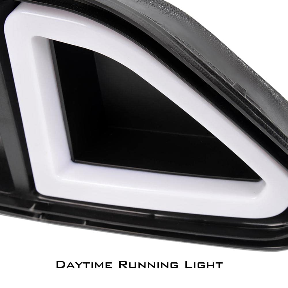 Pit66 Front Hood Upper Grille With White Drl Led Light, Compatible With 2015-2017 Ford Mustang