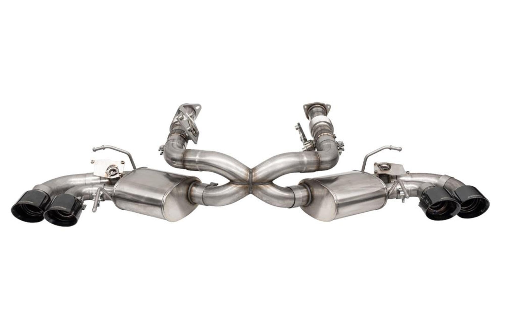 3.0 In Cat-Back Quad 4.5 In Tips (Multiple Options) | 2020-22 Corvette C8 (W/ Factory Npp) Yes / Yes / Black Pvd