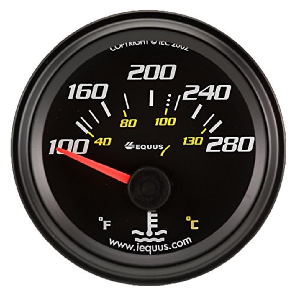 Equus 6262 2&quot; Electrical Water Temperature Gauge, Black