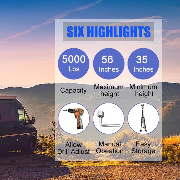 Schumaho Gooseneck Tripod Stabilizer Jack For 5Th Wheel Trailer Rv, (Allow Drill Adjust), 5000Lb Load Capacity & Adjustable Heig