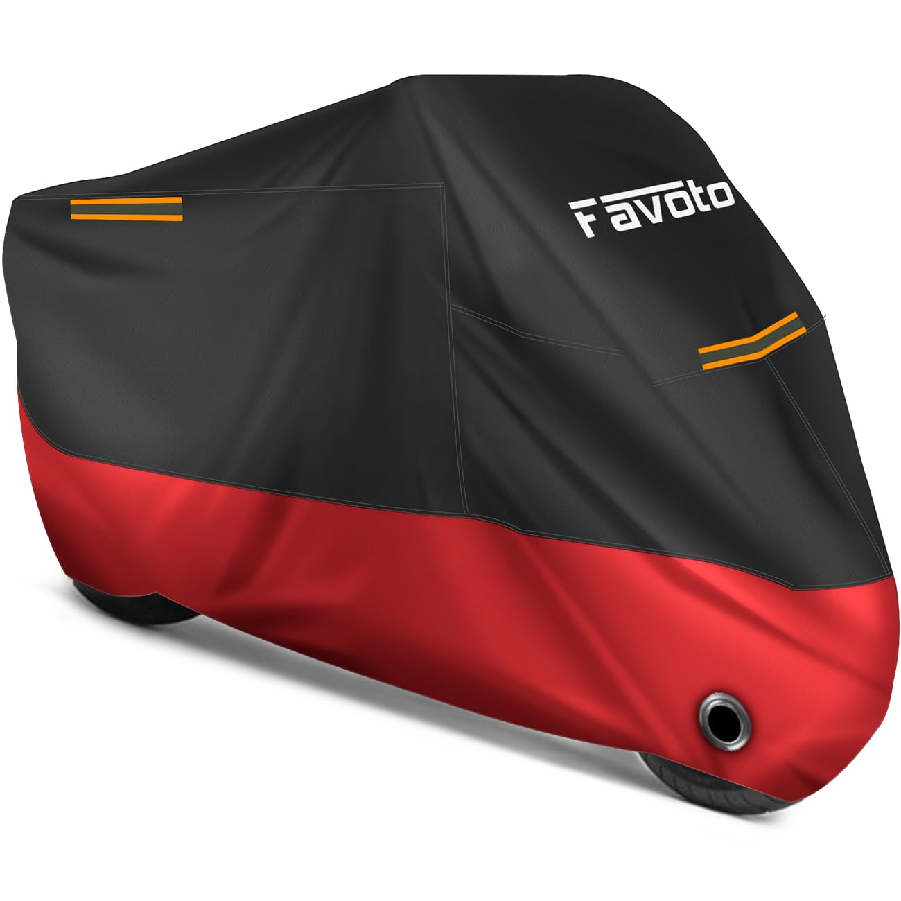 Favoto Motorcycle Cover 104 Inches Length All Season Universal Weather Waterproof Sun Outdoor Protection Durable Night Reflector With Lock-Holes & Storage Bag Motorbike Vehicle Cover, Red