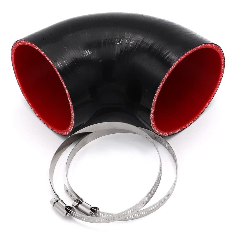 Tuolauthon 90 Degree Elbow Coupler Hose,Length 4Inch(102Mm),4-Ply Reinforced, Id 4Inch(102Mm) With 2Pcs Clamps For Turbo/Intercooler/Intake Piping Coupler