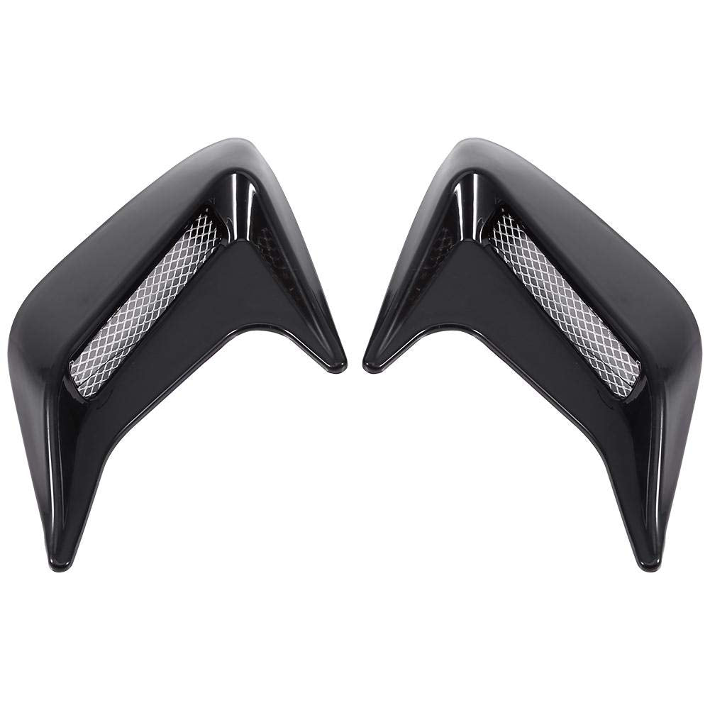 Qiilu 2pcs Car Decorative Air Intake Hood Scoop Vent, Outlet Intake Hood Vent Bonnet Universal DIY for Cars Trucks Black